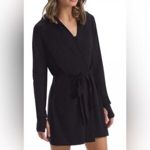 Commando Modern Hooded Lounge Robe in Black